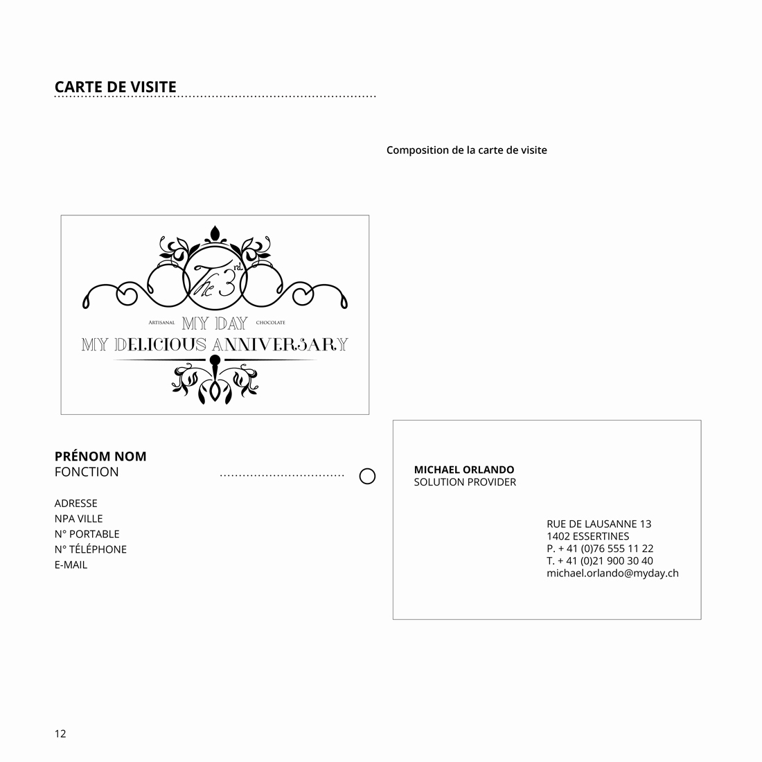 Composition de la carte de visite My Day